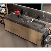 01 Venato Marble Bain On Real Oak Furniture Unit By Sign